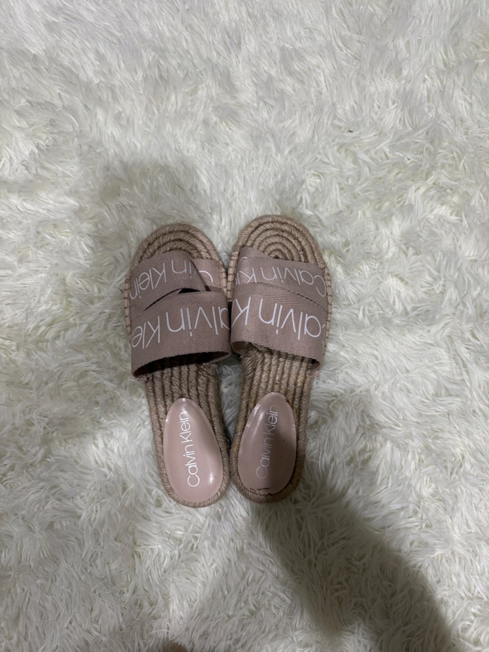Calvin Klein Blush Taupe Branded Slide Sandals